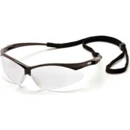 PYRAMEX Pmxtreme„¢ Safety Glasses Clear Anti-Fog Lens , Black Frame & Cord SB6310STP